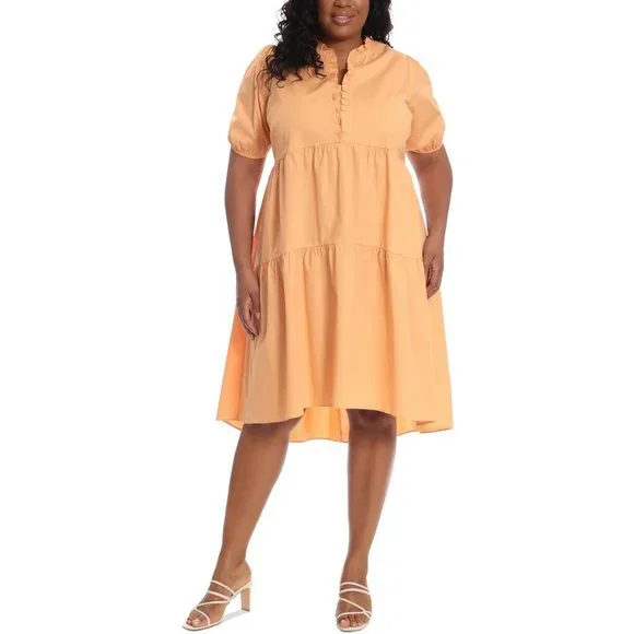 London Times | Dresses | London Times Womens Ruffle Tiered Hilow Tent Dress  Apricot Plus Size 22w | Poshmark